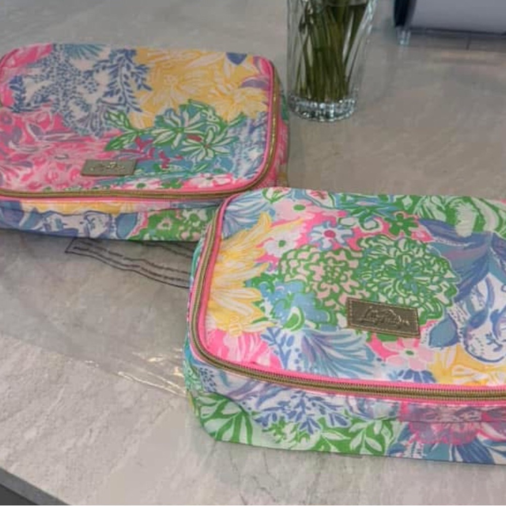 NWT Lilly Pulitzer Packing Cubes Bright Delight set of 2 GWP - Picture 9 of 11
